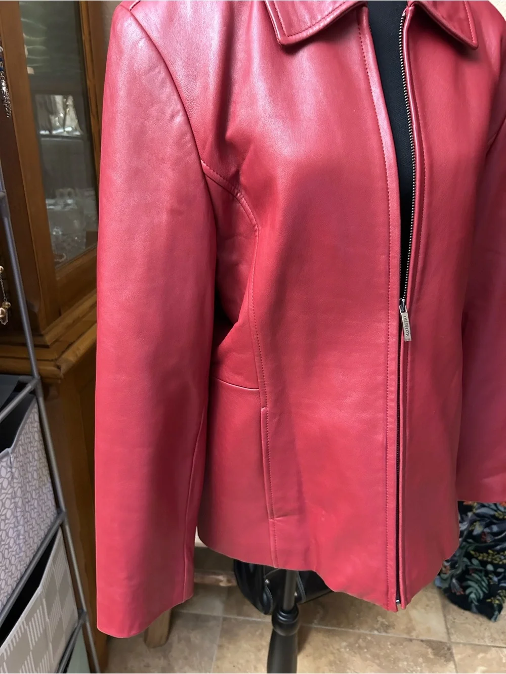 Liz Claiborne Genuine Leather Jacket Coral Pink XL